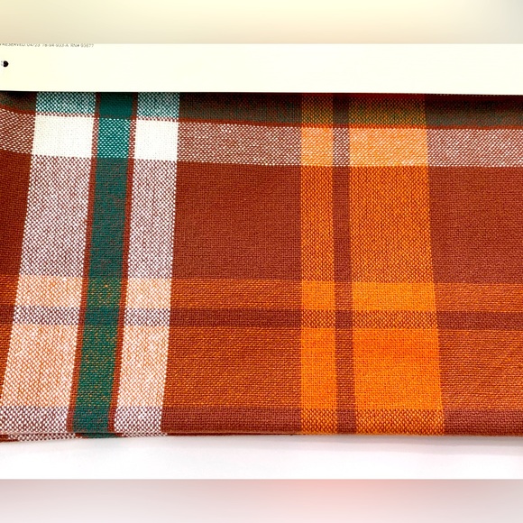 Linden Street Orange White Green Woven Cotton Rectangular Table Runner 14 x 72” - Picture 3 of 5